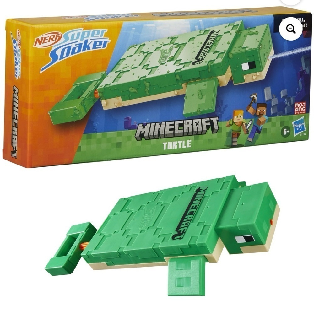 Nerf Super Soaker Minecraft Turtle Water Blaster, Outdoor Water Toys, Ages 6+